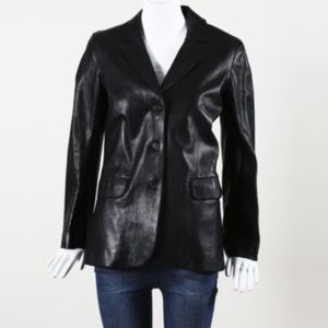 Rozae Nichols Black 100% Leather Blazer SZ P (XS)